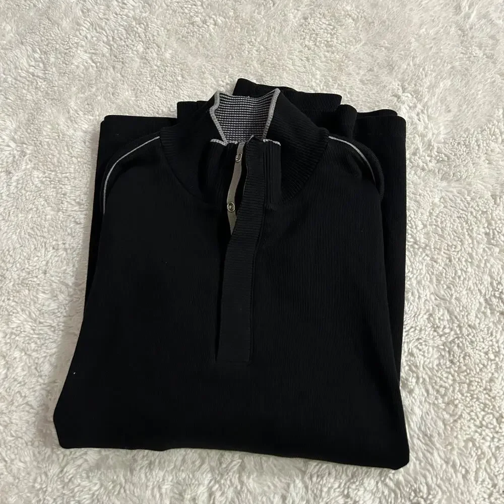 Hugo Boss Quarter Snap Sweatshirt Mens XL Black Business Office Attire Preppy